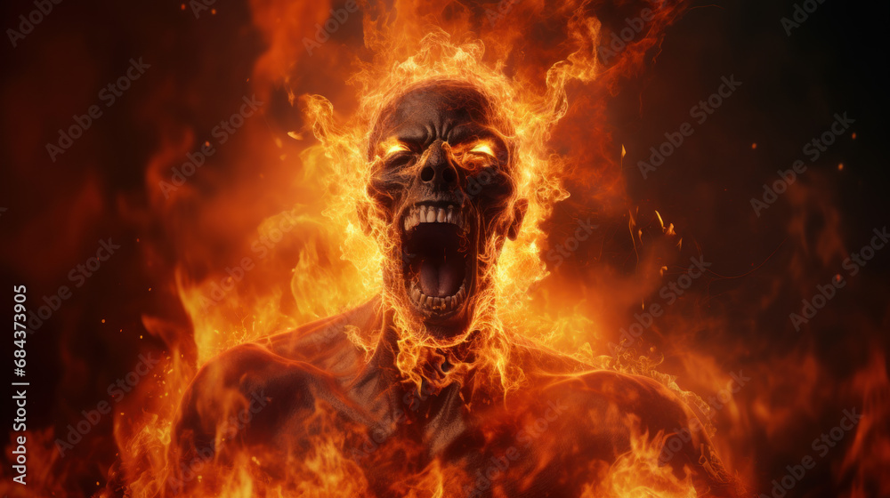 Man suffering hellish tortures, addiction, drug withdrawal concept Man suffering hellish tortures, addiction, drug withdrawal concept