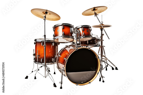 drum kit isolated on transparent background, PNG file, professional studio photo photo