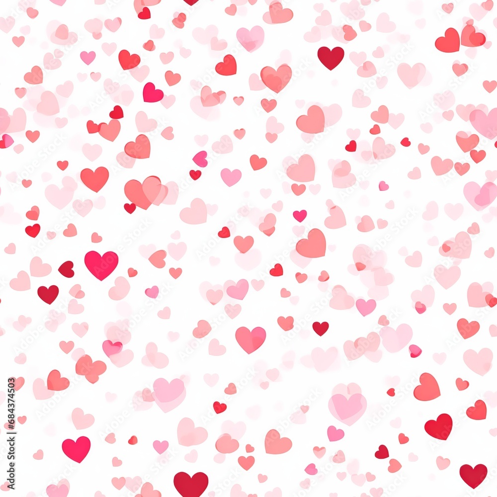 Valentine's Day Seamless Pattern with Pink and Red Hearts

