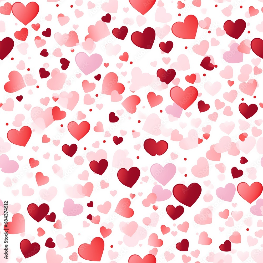 Valentine's Day Seamless Pattern with Pink and Red Hearts

