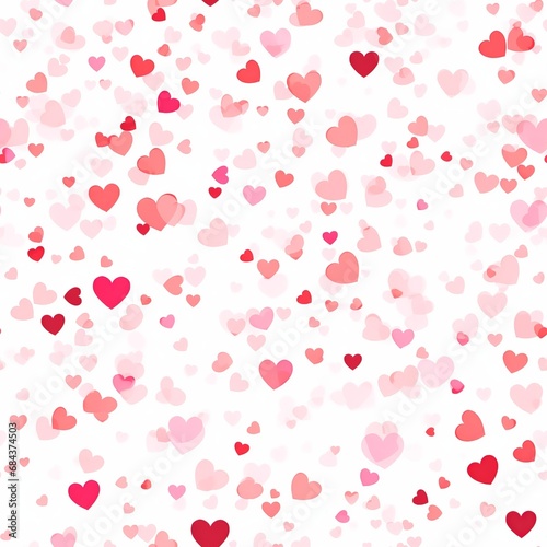 Valentine's Day Seamless Pattern with Pink and Red Hearts