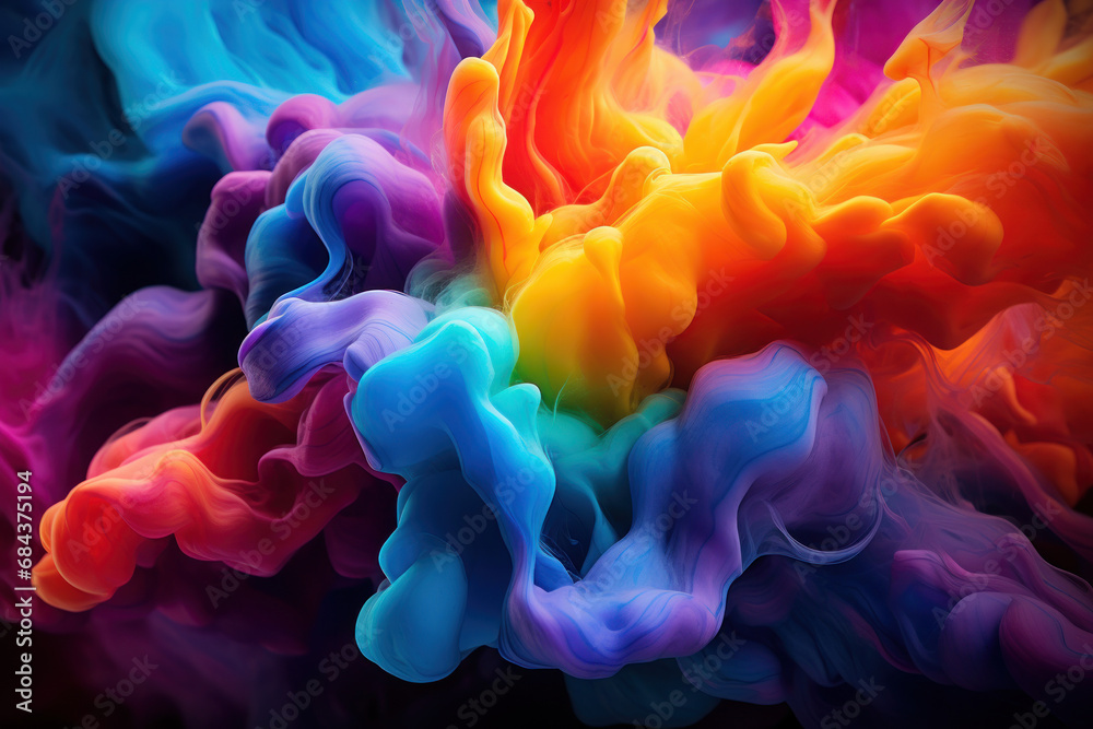 Obraz premium A canvas painted with vibrant strokes and contrasting hues, capturing the abstract essence of creative concepts. Concept of artistic expression. Generative Ai.