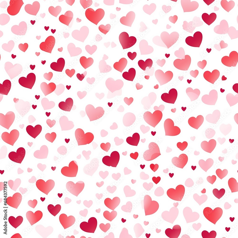 Valentine's Day Seamless Pattern with Pink and Red Hearts

