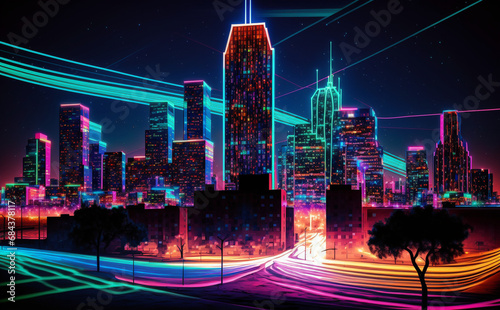 Futuristic Dallas, Texas, Cityscape Skyscraper, city at night photo