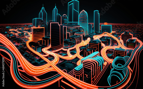 Futuristic Dallas, Texas, Cityscape Skyscraper, abstract background with city photo