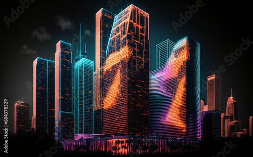 Futuristic Houston, Texas, Cityscape Skyscraper, night city skyline