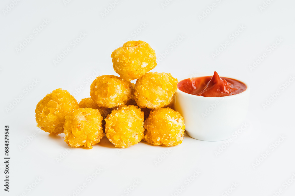 Chicken Breaded Fillet.Fast food. Breaded Chicken Inner Fillet on a White Background,Chicken Breaded Raw Meat. Fast cooking. Breaded chicken nuggets. Homemade food at home.