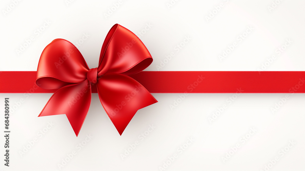 single shiny gift bow, red satin, with one ribbon isolated on white single shiny gift bow, red satin, with one ribbon isolated on white
