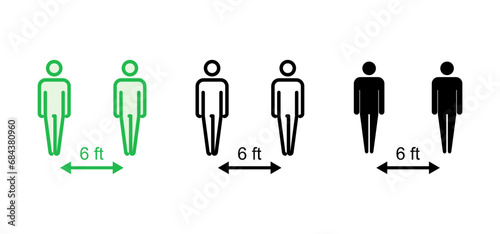 Social distance icon set. social distancing icon. self quarantine sign