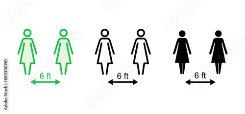 Social distancing icon set. social distance icon. self quarantine sign