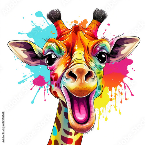 crazy fun loving cartoon Giraffe