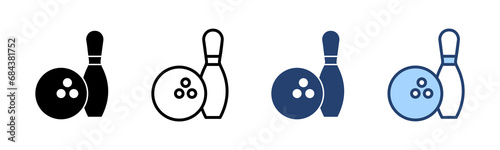 Bowling icon vector. bowling ball and pin sign and symbol.