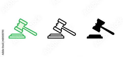 Gavel icon set. judge gavel icon vector. law icon vector. auction hammer