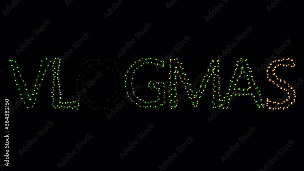 vlogmas Christmas Animated Intro Text Title christmas lights blinking typeface with alpha channel vlogmas Christmas Animated Intro Text Title christmas lights blinking typeface with alpha channel