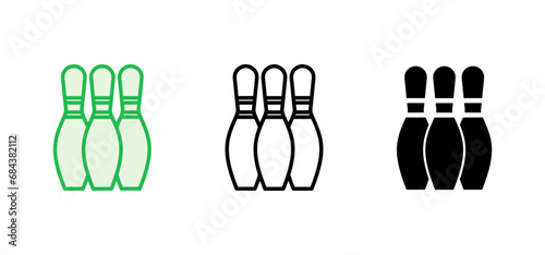 Bowling icon set. bowling ball and pin icon. bowling pins
