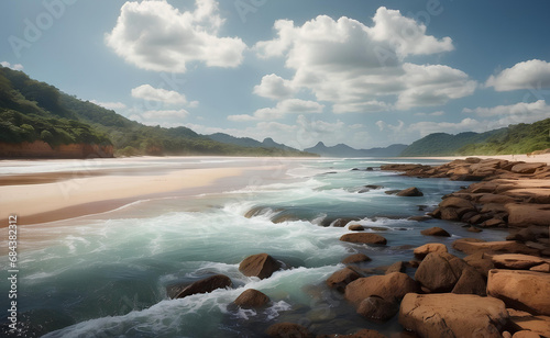 A beautiful river with mountain background.