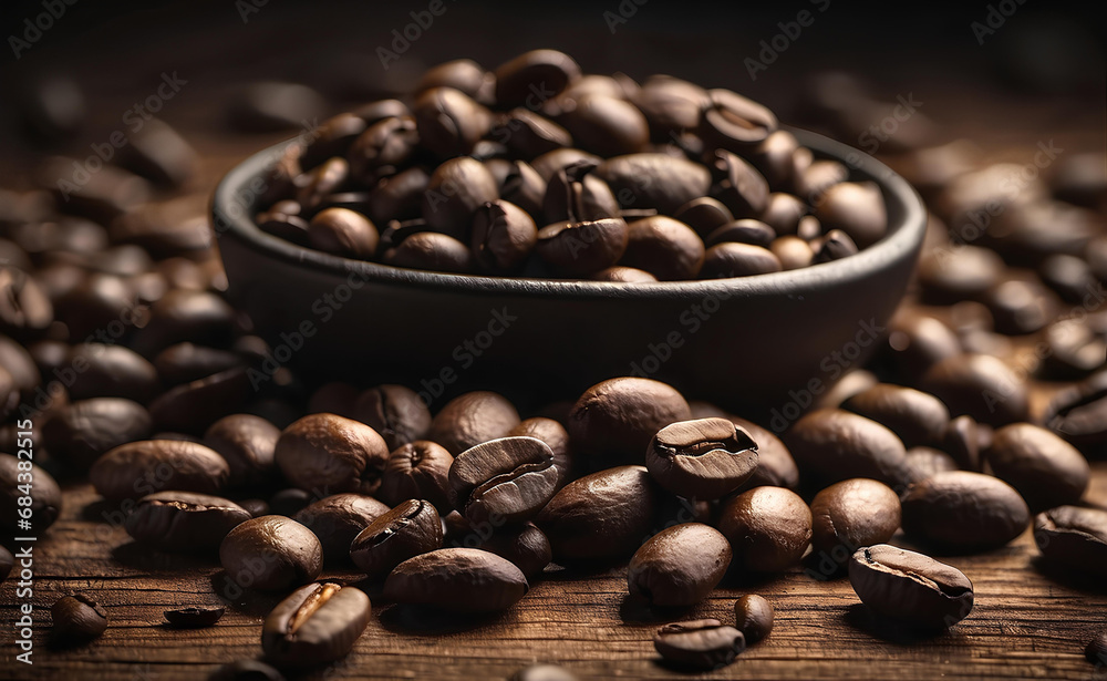 A natural premium coffee beans background. A natural premium coffee beans background.