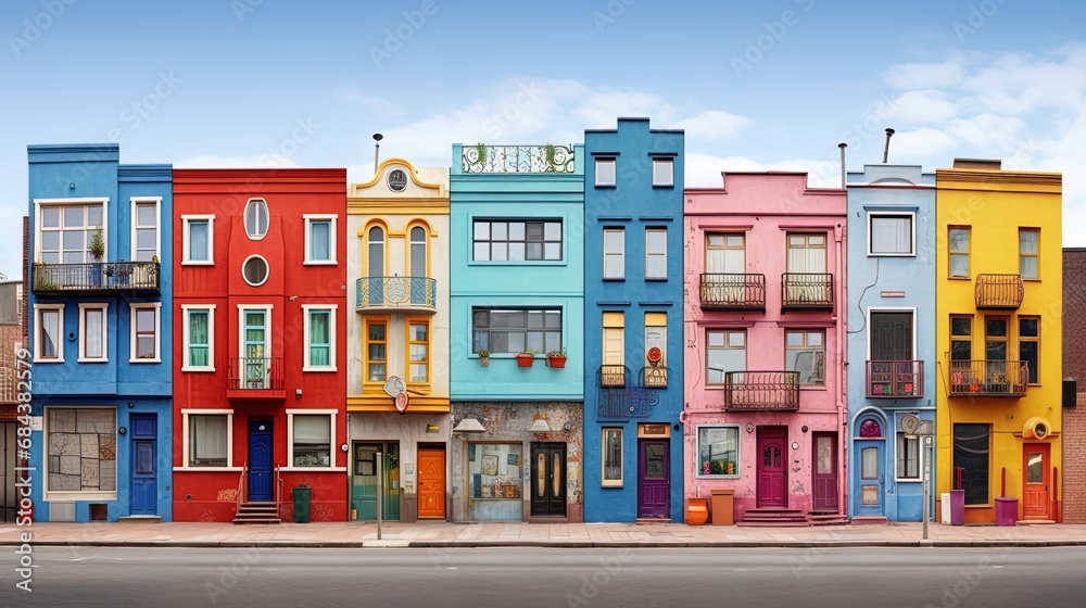 Colorful facades: buildings with bright colors and unique facades