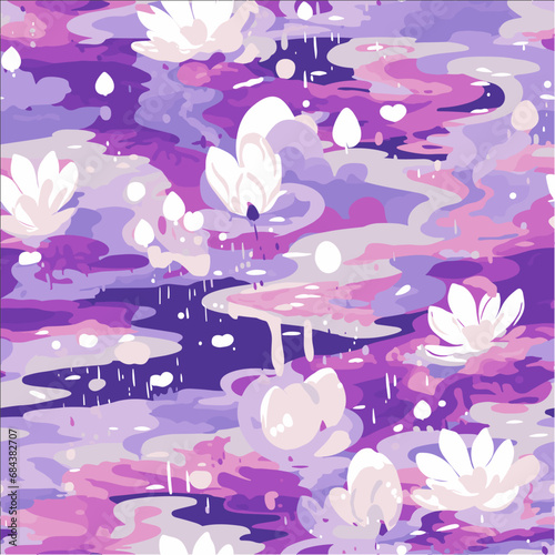 Fototapeta floral seamless pattern Vector Illustration - Lilypond Patterns