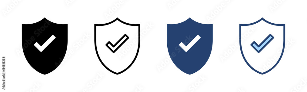 Shield check mark icon vector. Protection approve sign. Insurance icon Shield check mark icon vector. Protection approve sign. Insurance icon