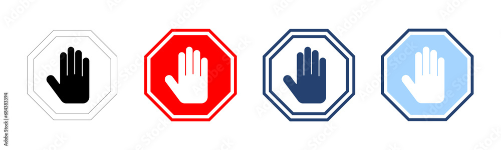 Stop icon vector. stop road sign. hand stop sign and symbol. Do not enter stop red sign with hand Stop icon vector. stop road sign. hand stop sign and symbol. Do not enter stop red sign with hand