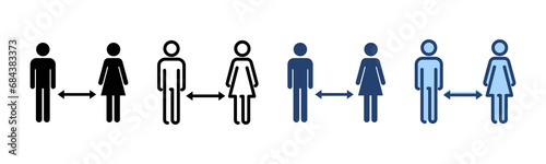 Social distancing vector. social distance sign and symbol. self quarantine sign