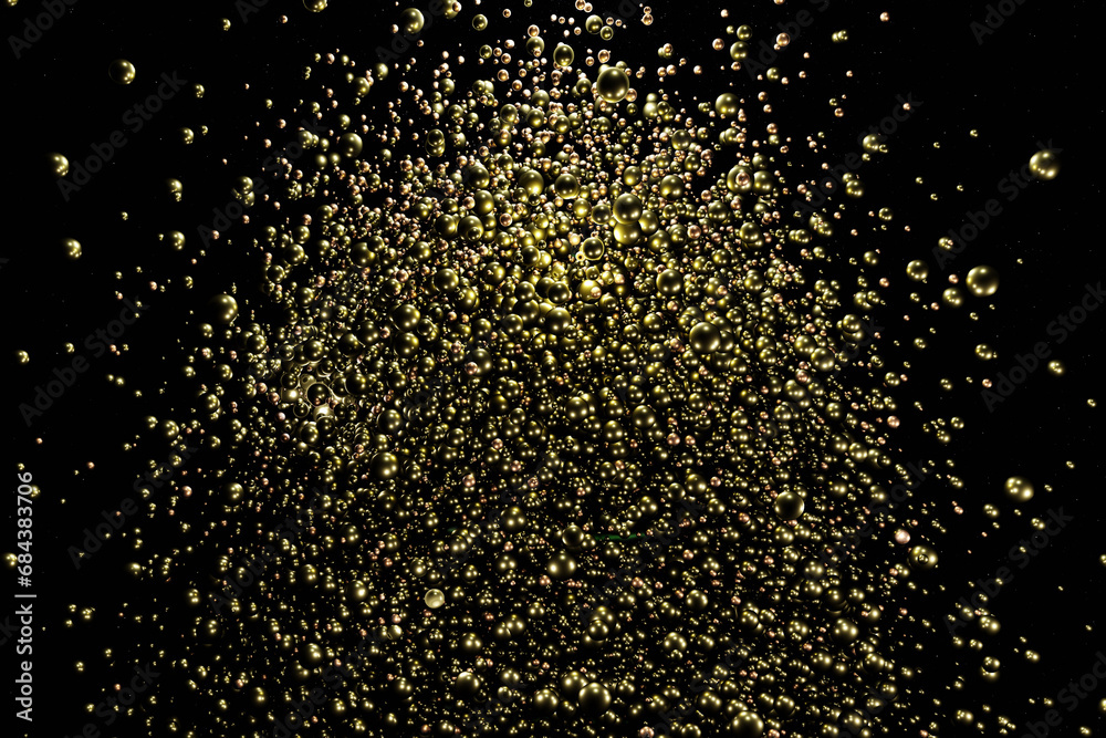 Abstract shining golden glitter bokeh defocused background. 3D render illustration.