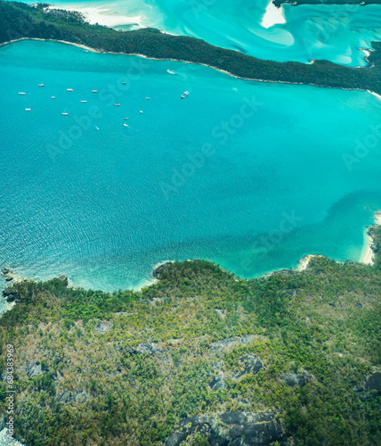 Fototapeta Naklejka Na Ścianę i Meble -  Aerial view of part of the Hill Inlet in Whitsunday Island near Great Barrier Reef, The reef is located in the Coral Sea, off the coast of Queensland, Australia. Dec 2019