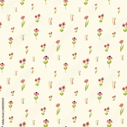 Spring flowers print seamless floral pattern