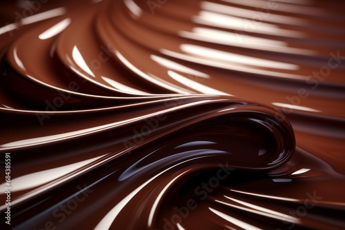 Abstract backdrop of melted chocolate. Background with selective focus and copy space