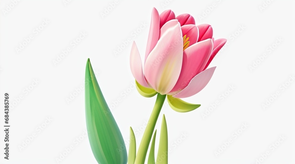 Naklejka premium Colorful flowers with leaves floral Clipart, high quality resolution, beautiful flowers, 3d design.