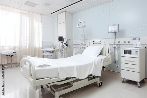 Elegant and Modern Hospital Suite with Comfortable Bed and State-of-the-Art Healthcare Equipment © sorin