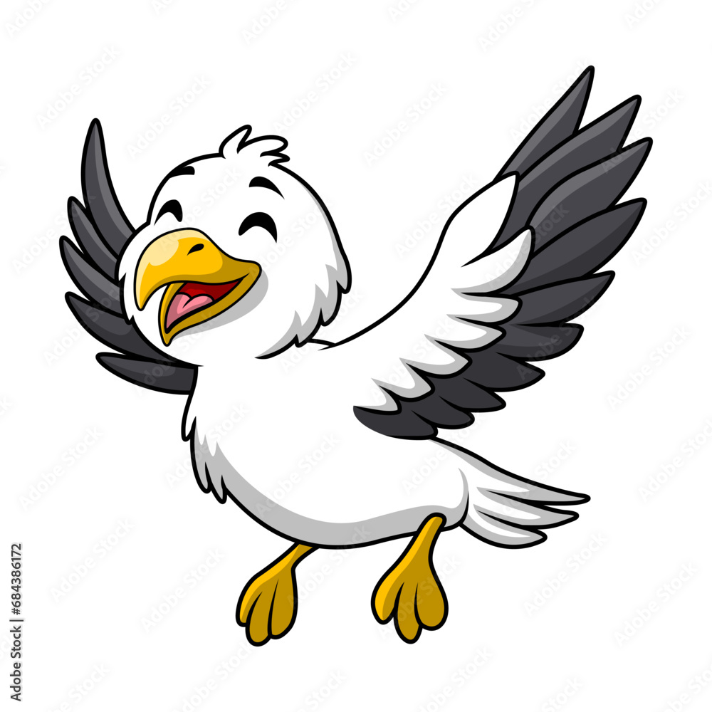 Fototapeta premium Cute pelican cartoon on white background