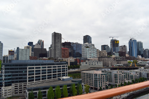 Downtown view of Seattle  WA from the view of a cruise ship