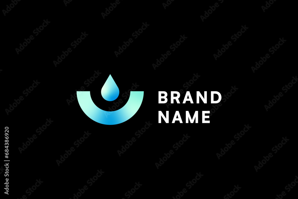 Obraz premium Logotype. Drop, gradient shape, minimalistic sign.