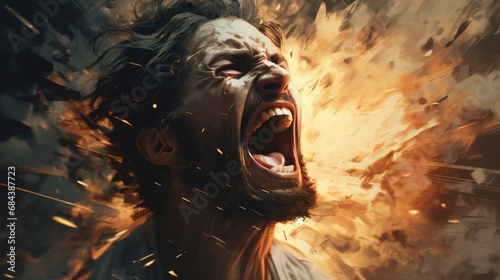 illustration of person expressing anger generative ai photo