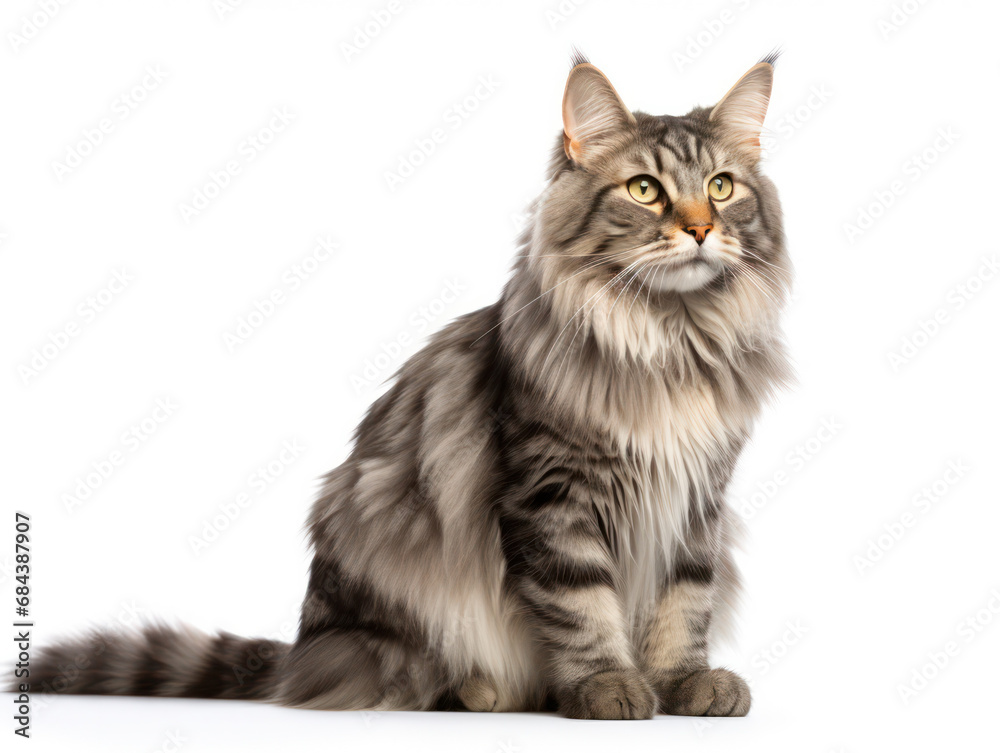 American Bobtail Cat Studio Shot Isolated on Clear Background, Generative AI