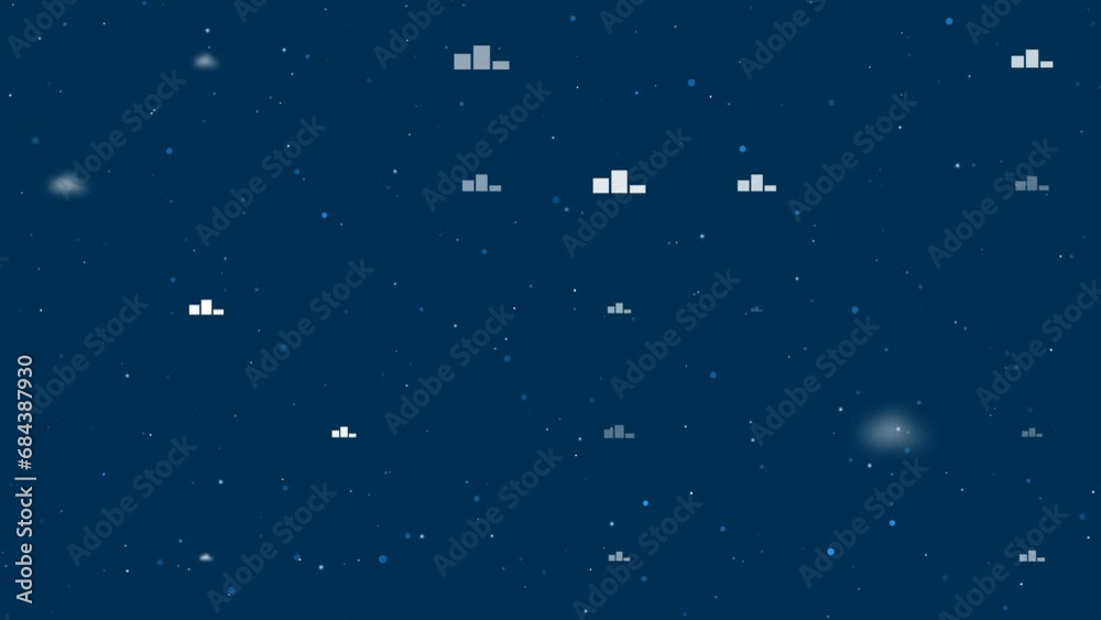 Template animation of evenly spaced winners podium symbols of different sizes and opacity. Animation of transparency and size. Seamless looped 4k animation on dark blue background with stars Template animation of evenly spaced winners podium symbols of different sizes and opacity. Animation of transparency and size. Seamless looped 4k animation on dark blue background with stars