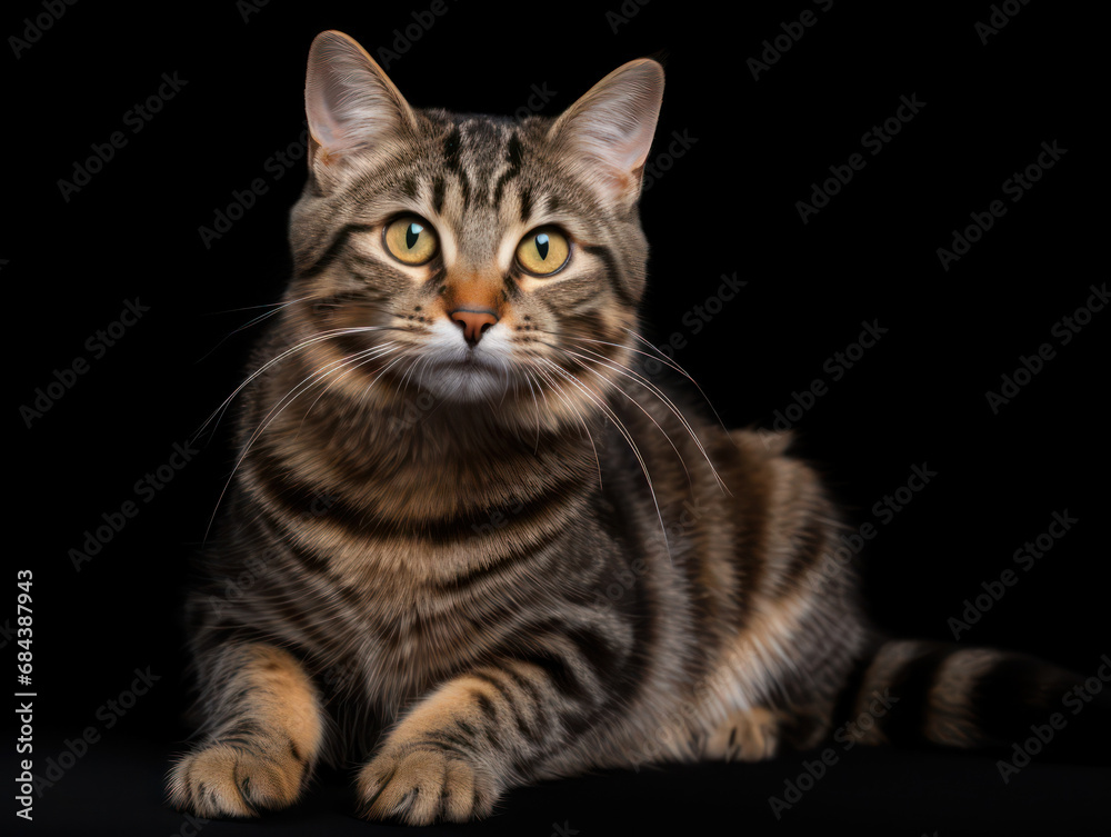 American Bobtail Cat Studio Shot Isolated on Clear Background, Generative AI