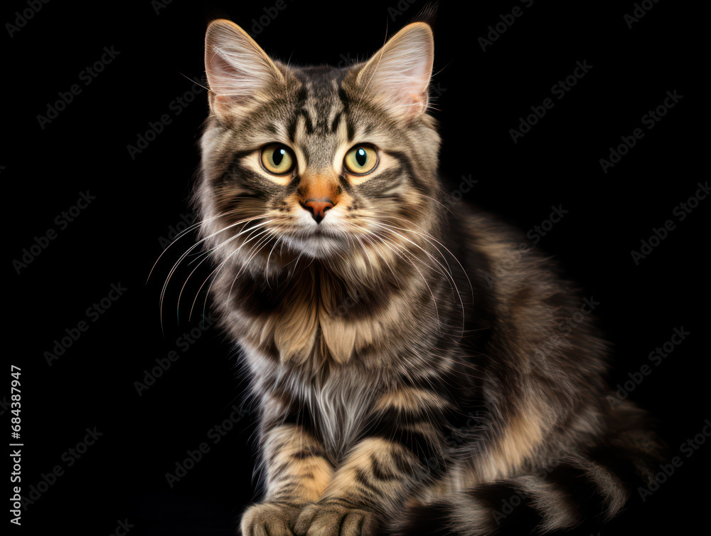 American Bobtail Cat Studio Shot Isolated on Clear Background, Generative AI