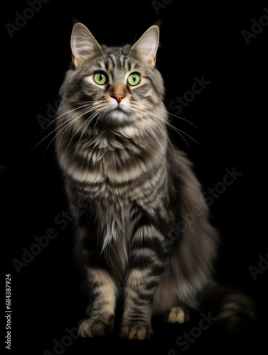 American Bobtail Cat Studio Shot Isolated on Clear Background, Generative AI © Vig