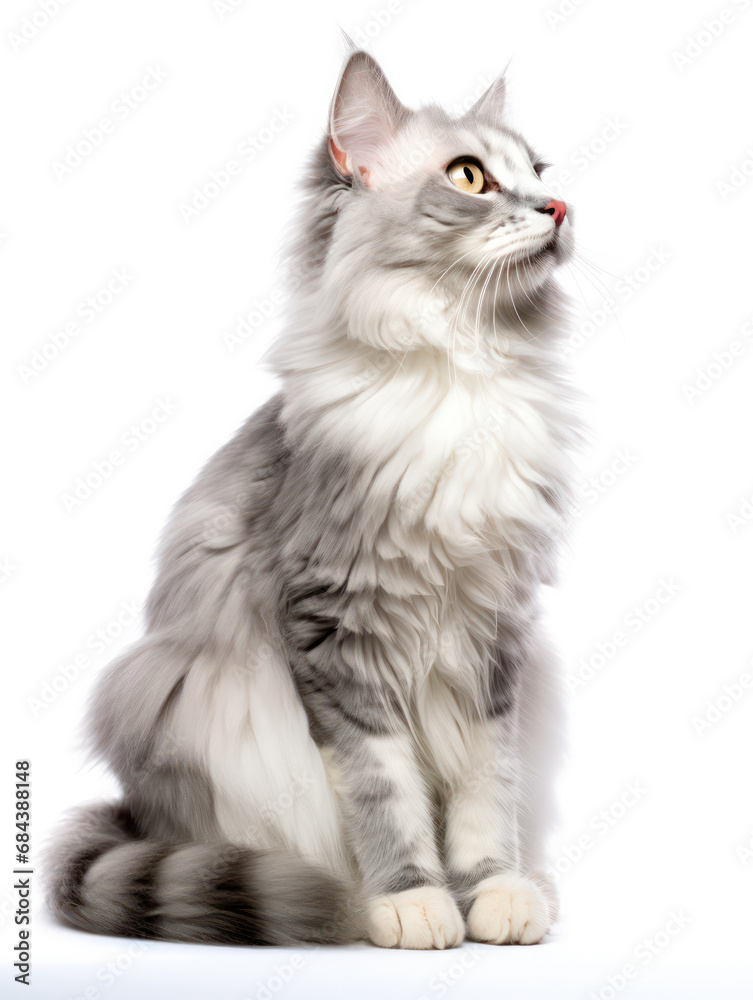 American Curl Cat Studio Shot Isolated on Clear Background, Generative AI