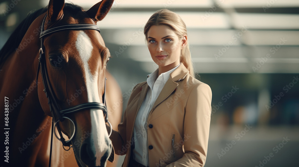 Obraz premium person practicing horse riding generative ai