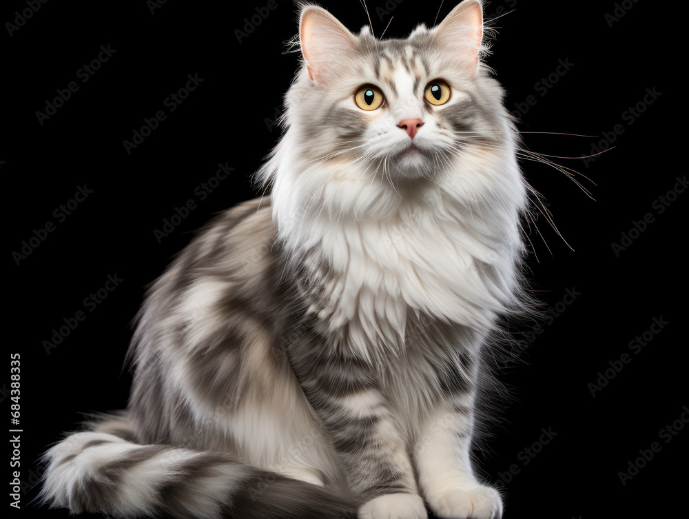 Fototapeta premium American Curl Cat Studio Shot Isolated on Clear Background, Generative AI