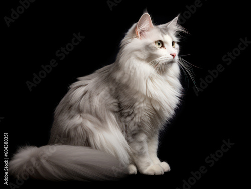 American Curl Cat Studio Shot Isolated on Clear Background, Generative AI