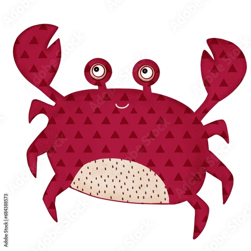 illustration of a cheerful red crab