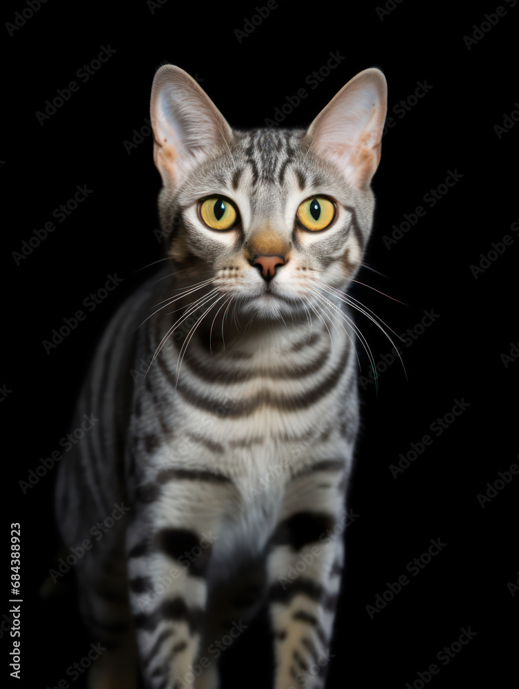 Egyptian Mau Cat Studio Shot Isolated on Clear Background, Generative AI