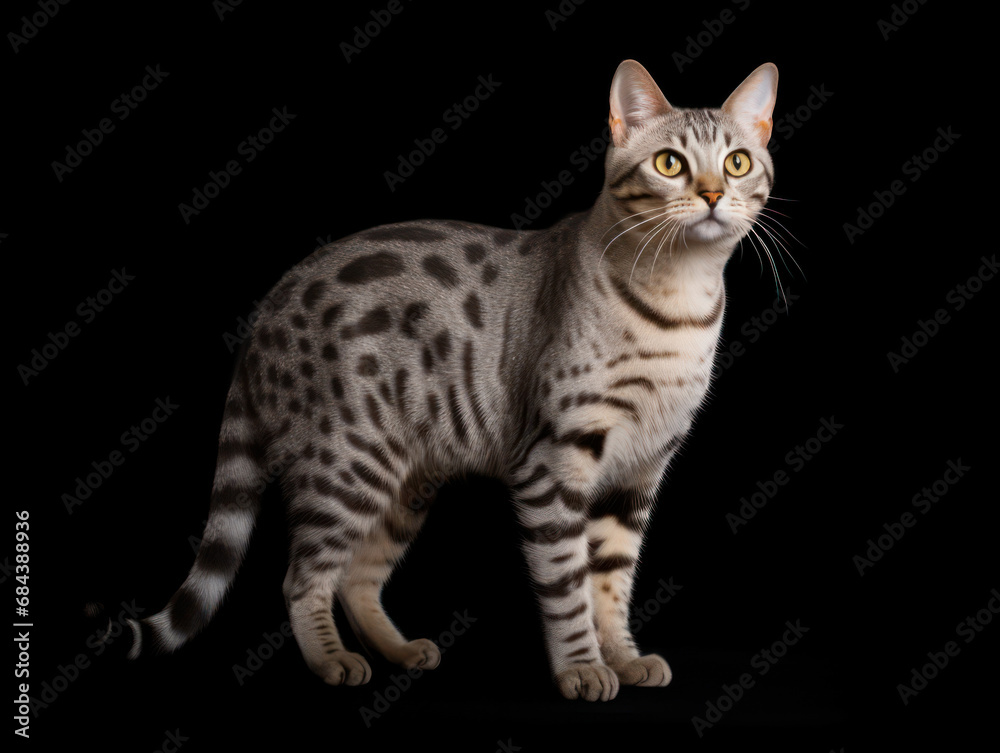 Egyptian Mau Cat Studio Shot Isolated on Clear Background, Generative AI Egyptian Mau Cat Studio Shot Isolated on Clear Background, Generative AI