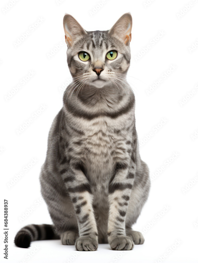 Egyptian Mau Cat Studio Shot Isolated on Clear Background, Generative AI