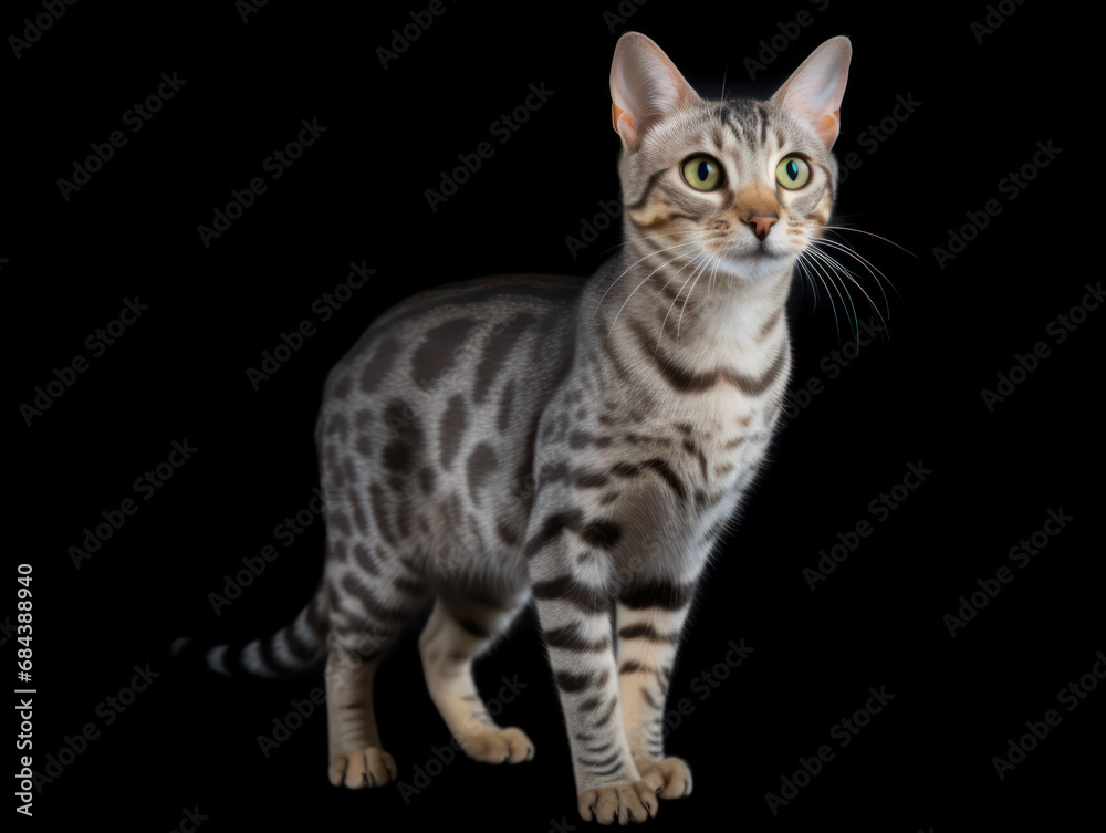 Egyptian Mau Cat Studio Shot Isolated on Clear Background, Generative AI